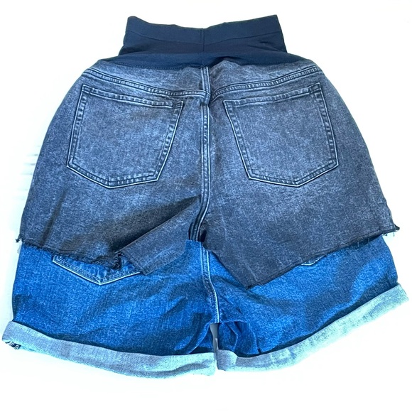 Lot of 2 Old Navy Maternity Full Panel Jean Shorts Size 10 NWT Blue and Black - - Picture 4 of 6